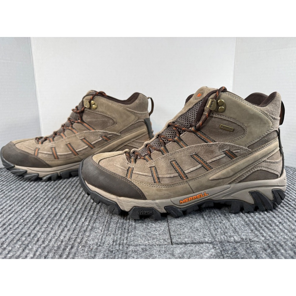 Merrell Boulder Waterproof Hiking Boots Mens 11 Brown Suede Vibram J39335